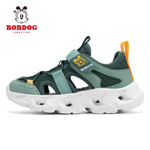 BOBDOG (BOBDOG) BOBDOG girls' sports sandals, children's hollow toe toe river shoes, new non-slip lightweight boys' beach shoes TBD199 pine green 28 shoe inner length 17.8cm
