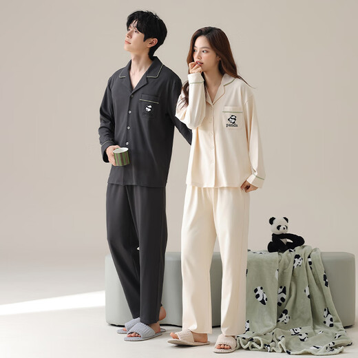 Katzenpaar Pyjamas Frühlings- und Herbst-Frauen reine Baumwolle, langärmelte Strickjacke im Herbst und Winter können außen für Herren-Heimkleidung angeklagt werden 02d16802 Frauen xl