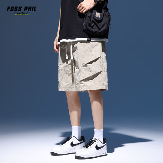 
Foss Phil shorts men's summer workwear trendy casual ice silk mid-trousers loose sports five-point pants 9906 khaki XL