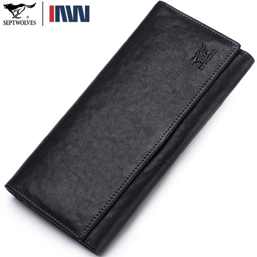 Sieben Wölfe Herren Brieftasche echtes Leder neuer Style Top Cowhide Lange Kapazität High-End-Karten-Beutel-Temperaturstil