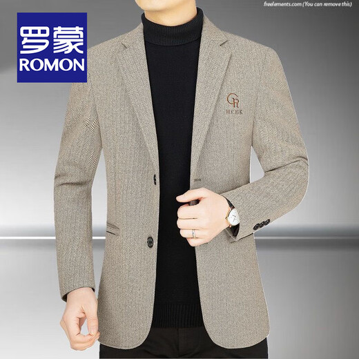 罗蒙（ROMON）西装男士中年小西服男时尚男装春秋装商务休闲外套男衣服夹克男 2017藏蓝色 170(105-120斤穿)
