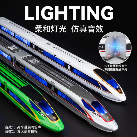 Kaiwei Harmony Emu Fuxing Alloy Rail High-Speed ​​Rail Train Sound and Light Return Power Remote Control Vehet's Toy's Toy's Toy Remote Control Version Fuxing Silver Four Sections
