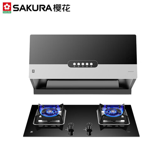 樱花（SAKURA）抽油烟机家用厨房大吸力中式油烟机燃气灶套装 免拆洗 三面拢烟 免费安装拆旧机 ZA71+B9209【5.0KW钢化玻璃面板灶具】 天然气