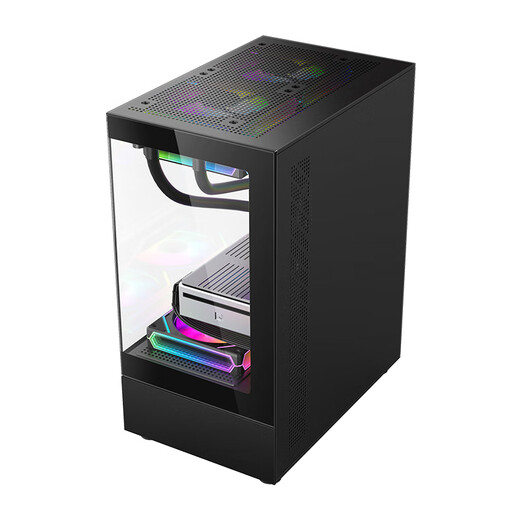 SUMTAX Xuanwu MINI gaming computer desktop main box vertical air duct air cooling/M-ATX motherboard/240 water cooling/270 sea view room/4090 graphics card new model-Xuanwu MINI-black USB2.0 acrylic side view