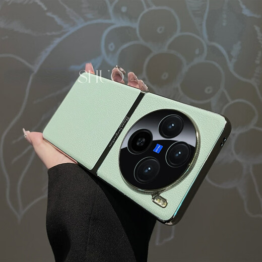 Beiji electroplating solid color splicing plain leather suitable for vivoX100s mobile phone case x100spro new ultra-thin heat dissipation shell