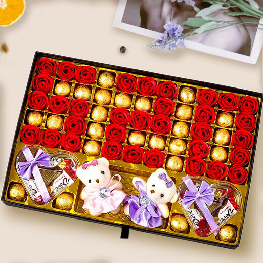 Dove Duoweiya chocolate gift box for girlfriend birthday gifts for girlfriend high-end Valentine's Day practical 5201314 4th floor [luxury style] gift box 675g
