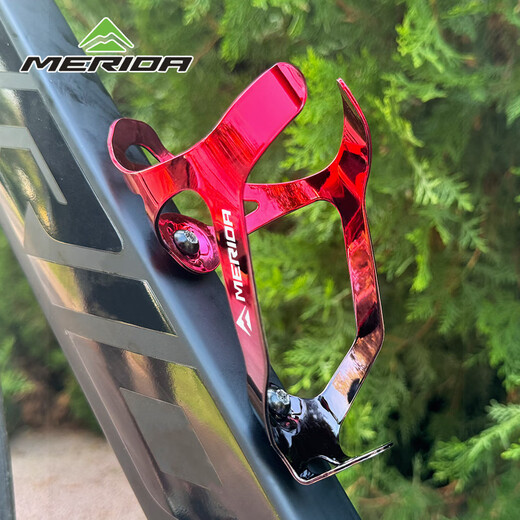 Merida Bicycle Water Bottle Cage Road Bike Mountain Bike Aluminum Alloy Water Cup Rack Cycling Bracket Cycling Equipment Accessories (Aluminum Alloy Laser Gradient) Black Silver