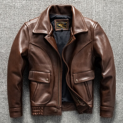 Jeep Spirit Oil Wachs Kopfschicht verdickte Kuhlatten 1,5 mm echter Leder-Lederjacke Herrenleder Jacke Herren Revers großer Jacke Herren brauner Kuh 3xl Vorverkauf für 10 Tage