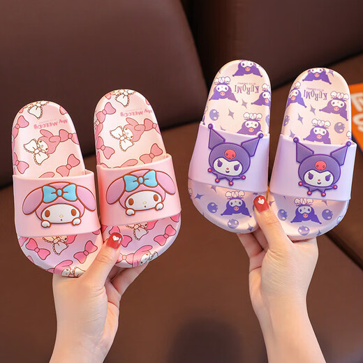 Children's Slippers Sanrio Girls Summer Cartoon Melody Soft Sole Non-Slip Baby Girls Sandals Slippers Kurome Pink Melody 34-35 Inner Length 21.5cm