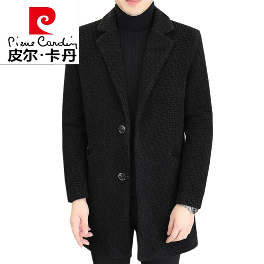 皮尔卡丹（pierre cardin）毛呢大衣男士秋冬季中长款羊毛绒呢子外套男高端加棉加厚风衣 1278卡其色 M 建议(85-105斤)