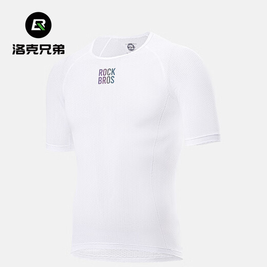 Rock Brothers sweatshirt men's quick-drying breathable short-sleeved top sports bottoming road cycling jersey summer white (XL/XXL)