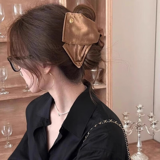 Dongyi carefully selected hairpins for women, high-end shark clips for the back of the head, hairpins, high-end hairpins, satin butterfly hair accessories, black