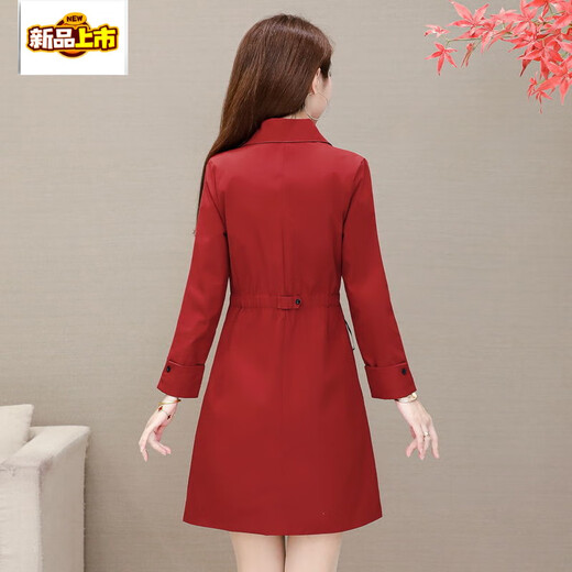 First diameter lining windbreaker jacket for women medium length large size slim fit waist thin casual top for women red 5802# windbreaker lining M 85-95
