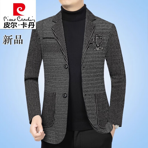 皮尔卡丹高端加绒加厚羊毛呢西装外套男秋冬季2024新款中年休闲西服男装 蓝灰色F911 XL 180尺码【135-150斤】