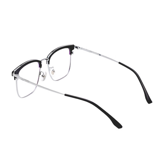 Senlan Myopia Brille Herren Augenbrauen Linie Halbrahmen Titanlegierung Anti-Blau-Licht Brille Rahmen mit Grad Female Professional Matching Grad Brille 9713 Schwarz-Silber-Rahmen + Senlan HD 1,56 Anti-Blau-Licht