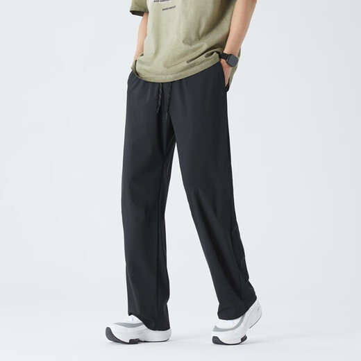 Poum Ice Seide Straight Hosen Herren Sommer loser Sport schnapptrocknen atmungsaktive Drape mit weit lig