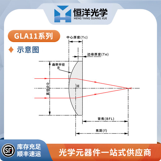 GLA11-K9平凸透镜直径12.7mm短波红外增透C膜波长1050-1700nm光学镜片 GLA11-012-300-C膜