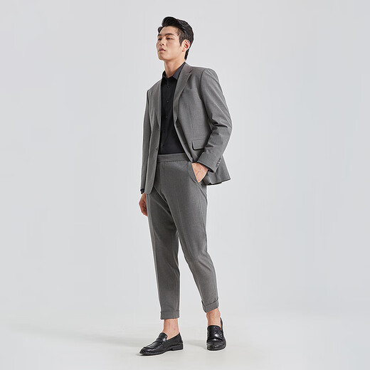 Lilan suit men's two-button nine-point pants version 25 spring business men's suit dark coffee gray 185A