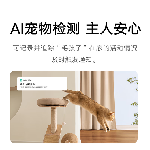 小米摄像头C500双摄版室内双摄像头双400万像素高清婴儿监控器旋转360度无死角带夜视全景手机远程控制 小米摄像头C500双摄版+256G内存卡