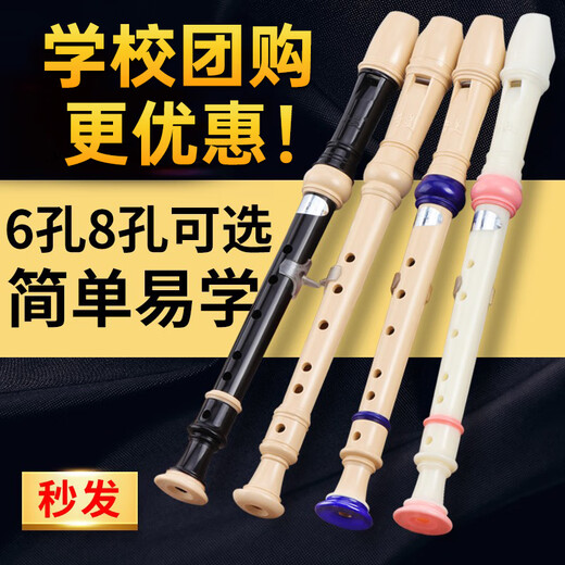 杉贝竖笛德式高音8孔6孔小学生用儿童初学入门八孔六孔笛子乐器 (布袋)黑6孔+纸质资料