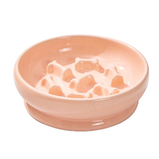 CLCEY Ceramic Pet Bowl Cat and Dog Slow Food Bowl Anti-choking Slow Food Tall Cat Bowl Neck Guard Anti-vomiting Cat Food Bowl Cat Food Bowl Beige Tall Slow Food Bowl