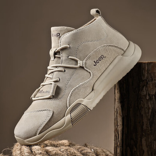 Jeep Herrenschuhe 2025 Neuer Sommer Soft Sohle Mid-Top Casual Board Schuhe im Freien im Freien im Freien Martin Boots Herren Sandfarbe (empfohlen vom Ladenmanager) 40 [empfohlen, eine kleine Größe zu nehmen]