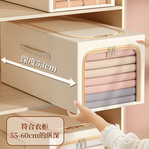 Wanyue Large Window Clothes Cabinet Storage Box 56L Beige