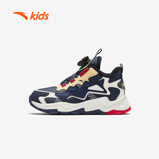 Anta Children's Cotton Shoes Boys 2024 Winter Plus Velvet Botón cálido Button Snow Anti-Slip informal Dos botas de algodón azul/cielo azul/blanco 9902H-3 28