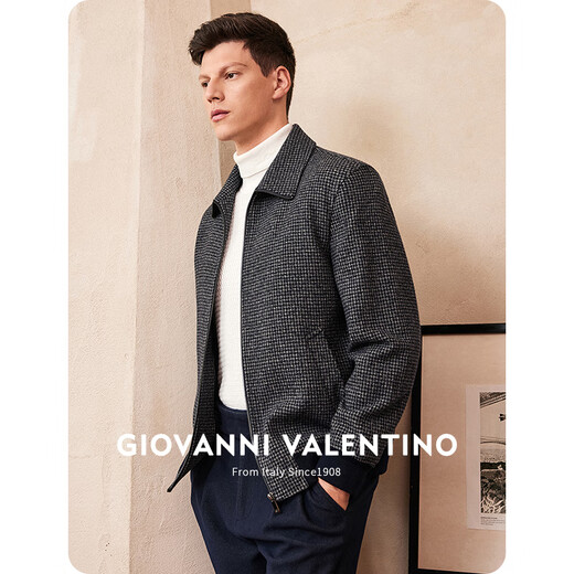 Giovanni Valentino Pure Sheep Wolle Kleidung Herren Revershundtooth Jacke Herbst und Winter Herrenkleidung warmes Marine 3x