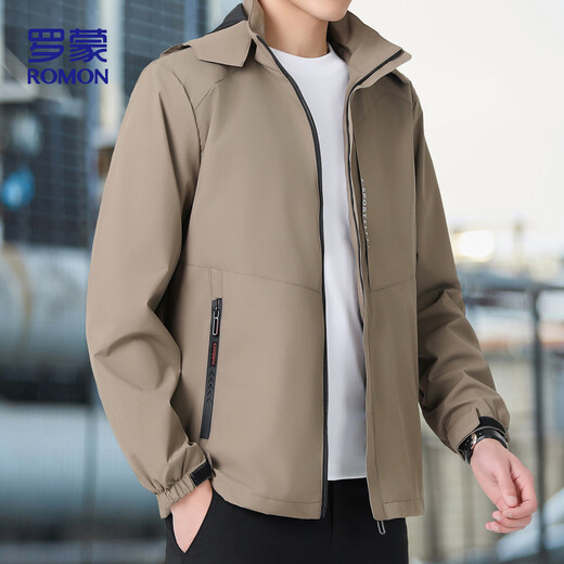 ROMON jacket men's hooded autumn sports commuting casual outdoor assault jacket men's top ZHX2228 camel XL