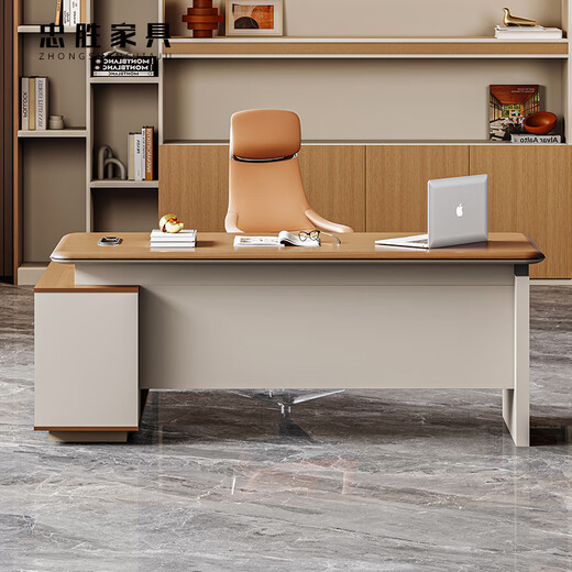 Zhongsheng Office Furniture E0 Level Manager Desk Boss Table and Chair Combination Simple Modern High-end Home Desk Supervisor Desk 2.24 Meter File Cabinet E0 Level Environmentally Friendly Material