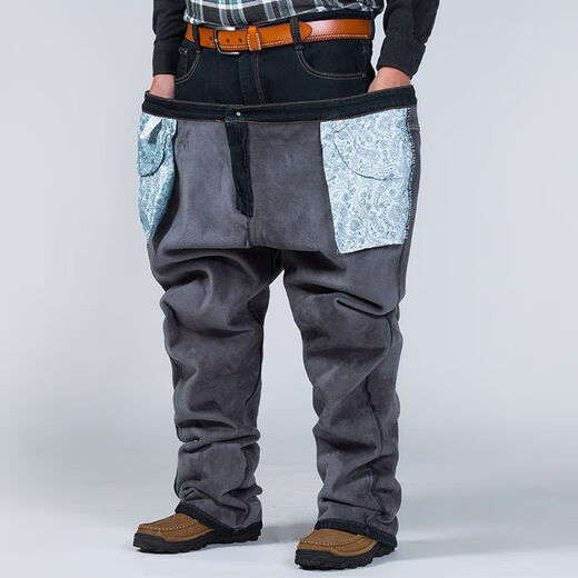 Conmando Extra gran tamaño grande más jeans grosos gruesos de terciopelo hombres más jeans de talla grande de grasa Los hombres estiran los pantalones de grasa suelta 9892 más el terciopelo azul oscuro 30 2.3 pies
