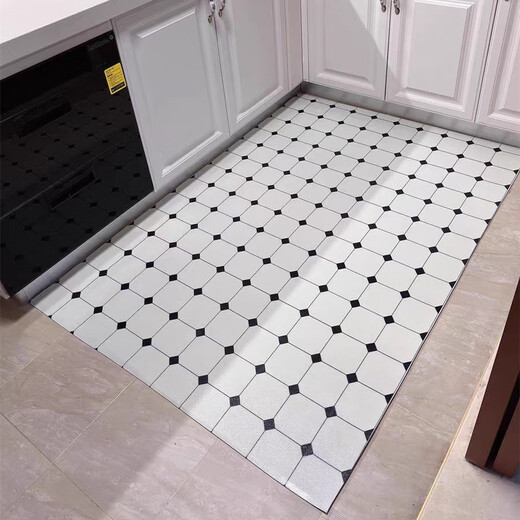 Kitchen floor mat is waterproof and oil-proof, large area can be cut and wiped for home use, PVC non-slip full-cover balcony entrance hall 200*300 cm beige sunflower