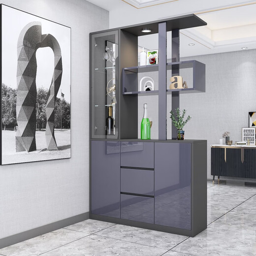 Henglesheng Eingangsschrank Schuhschrank integrierter Weinschrank Abteilung Wohnzimmer Eingang doppelseitig Foyer Schrank Wohnzimmer Weinschrank P01: [Marmor Weiß + Schwarz Eiche] 1050