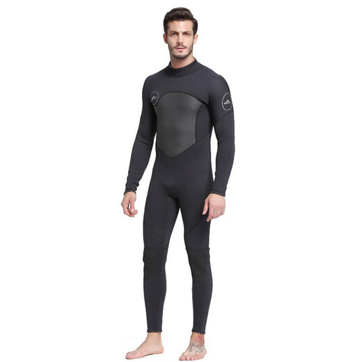 SBART new men's adult 5MM one-piece wetsuit cold-proof and warm wetsuit surfing swimsuit 1164 black with fine embossing XL