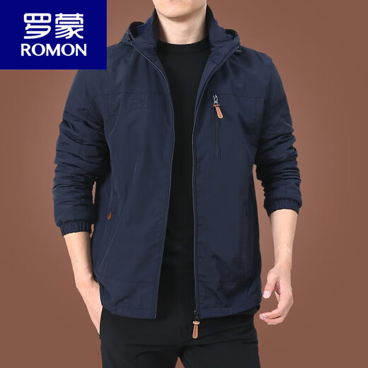 
ROMON (ROMON) jacket jacket men's spring and autumn men's outdoor American waterproof windbreaker men's autumn sports jacket dark blue 9898 style plus velvet 3XL