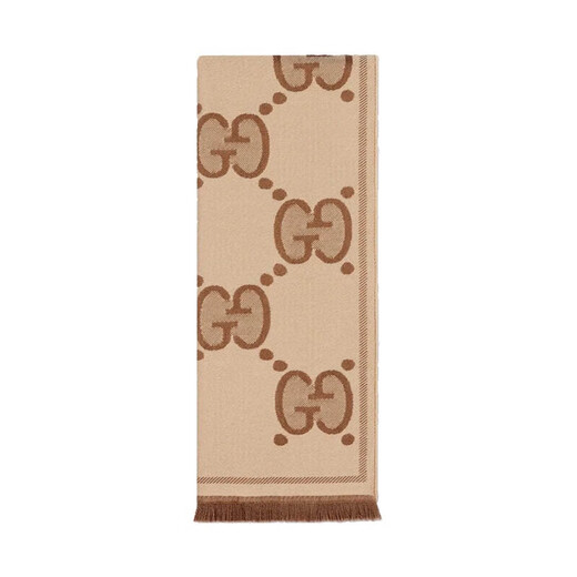 Gucci Scarf Logo imprimé Scarf de femmes en laine double face [Spot] 581537 3G200 9764