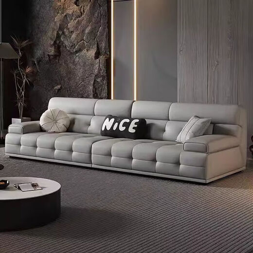 Leather sofa sofa living room new simple Lawrence modern light luxury Italian style small apartment ecological leather straight sponge-straight 2.6 meters fully wrapped ecological leather