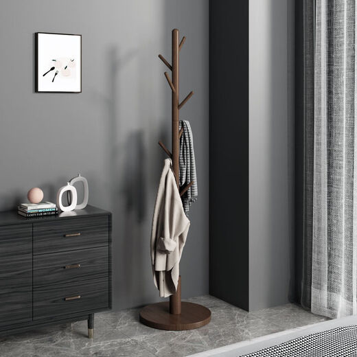 Qiyinge solid wood clothes hanger floor-standing bedroom coat rack living room clothes rack floor-standing clothes hanger household vertical bag rack