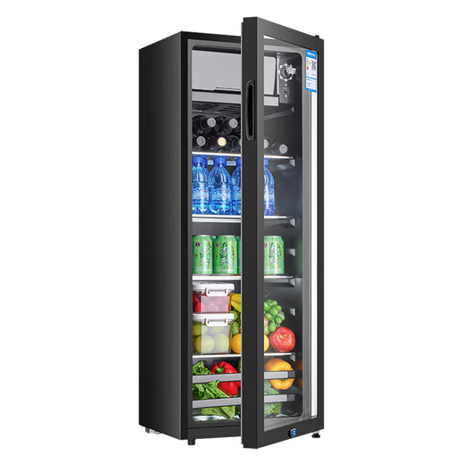 Xinfei (Frestec) Ice Bar Refrigerator Fresh Cabinet European Constant Temperature Red Wine Cabinet Hotel Home Living Room Refrigerator Mini Small Single Door Office Fresh Keep Display Sample Tea Beverage Cabinet 178 Liter Black Liner Refrigeration + Micro Freezing + With Light + Lock