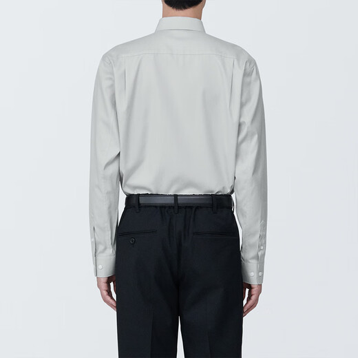 MUJI мужская рубашка без железа с полушироким воротником и длинными рукавами, мужская рубашка в клетку из чистого хлопка светло-серого цвета L (175/100A)