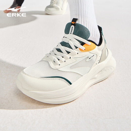 Hongxing Erke Herrenschuhe Lingyue 2 Laufschuhe Herbst Neue weiche elastische schockabsorbierende Laufschuhe mit atmungsaktiven schwarzen Sportschuhen für Männer [Heißverkaufs Empfohlen] Mikrokristall weiß/geschwollene Rockgrau 41