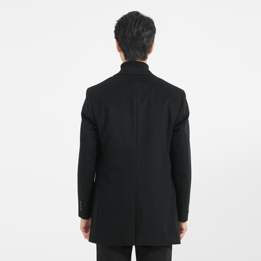 利郎轻时尚男装【内里充绒】毛呢大衣男长款羊毛保暖外套Q4DYR202 黑 2XL (180)