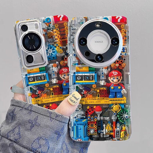 
Mechanical Mario suitable for Huawei mate60 mobile phone case PURA70PRO cartoon 70 transparent apple 15 men's X set Space shell-transparent-JH722 Mechanical Mario Huawei mate60pro