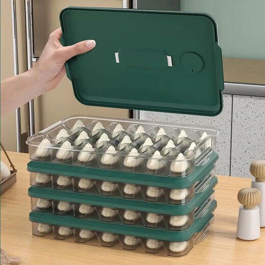 Quhe Food Grade Compartmented Dumplings Special Household Dumplings Chaos Refrigerator Quick Frozen and Fresh Wonton Frozen Storage Box Multi-layered Four Layers Four Covers-84 Compartments Independent Compartments-Non-Stick Food Grade PP Freezing Resistant and No Odor