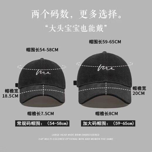 Sumubai big head hat men's spring and summer soft top baseball hat men's trendy baseball hat men's new style 2025 boys black + KZ-683 Xianchun green mask L large size (60-65cm)