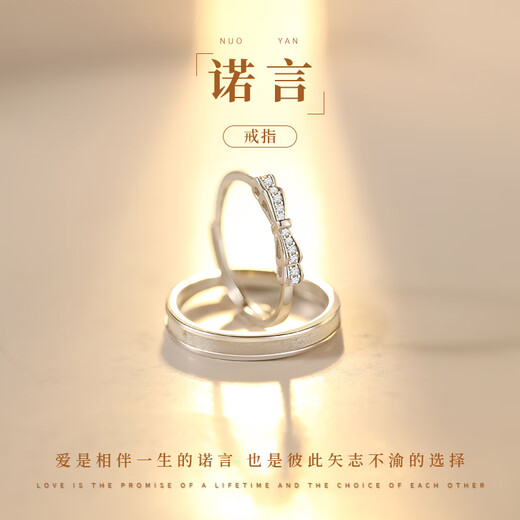 AIF Promise 999 Pure Silver Couple Ring Female and Male Couple Ring Bell Jiujiu Valentine’s Day Birthday Gift for Girlfriend 925 Silver Pair of Rings + Brand Gift Box/Shipping from Qicang