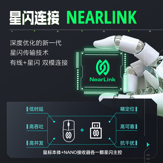 雷神（ThundeRobot）ML8星闪技术PAW3395中小手无线/有线双模49g轻量化电竞办公游戏鼠标 低延迟抗干扰  ML8 星闪 羽纱黑【独立显示屏+星闪主控】