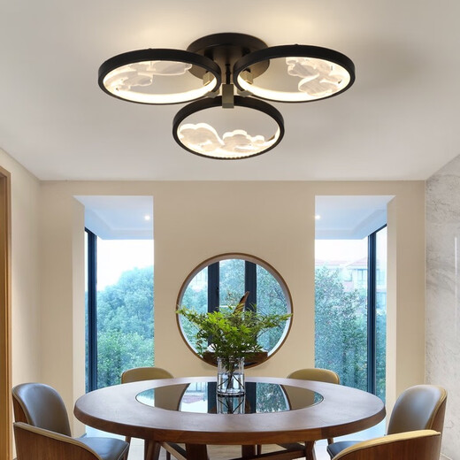 2025 Nuevo nuevo estilo de techo de estilo chino LED Light Light Style Chino dormitorio Zen Moderna y atmosférica Uso de la casa 1W 6623-3 Cabeza de tres colores Luz