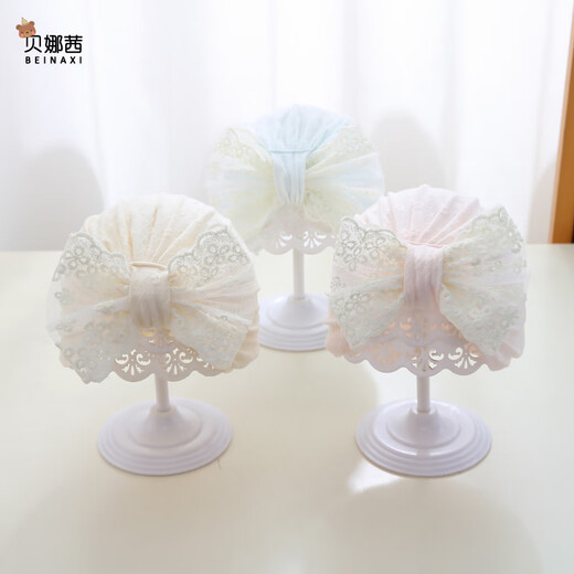 Benasi baby hat spring and autumn thin baby girl Indian hat fetal hat infant summer fontanelle hat princess fashion bow-yellow 3-18 months (40-48CM)